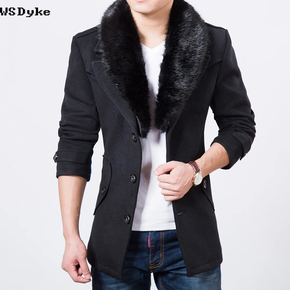 Новинка Зима 2019 повседневное приталенное шерстяное пальто мужская зимняя куртка