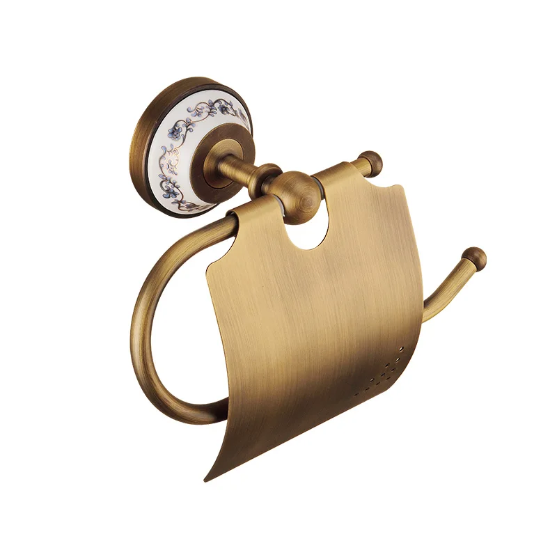 

MADICA 21*14*17cm Paper Holders For Shower Room WC Rolhouder Metal Nail Toilet Roll Holder Vintage Brass Toilet Paper Holder