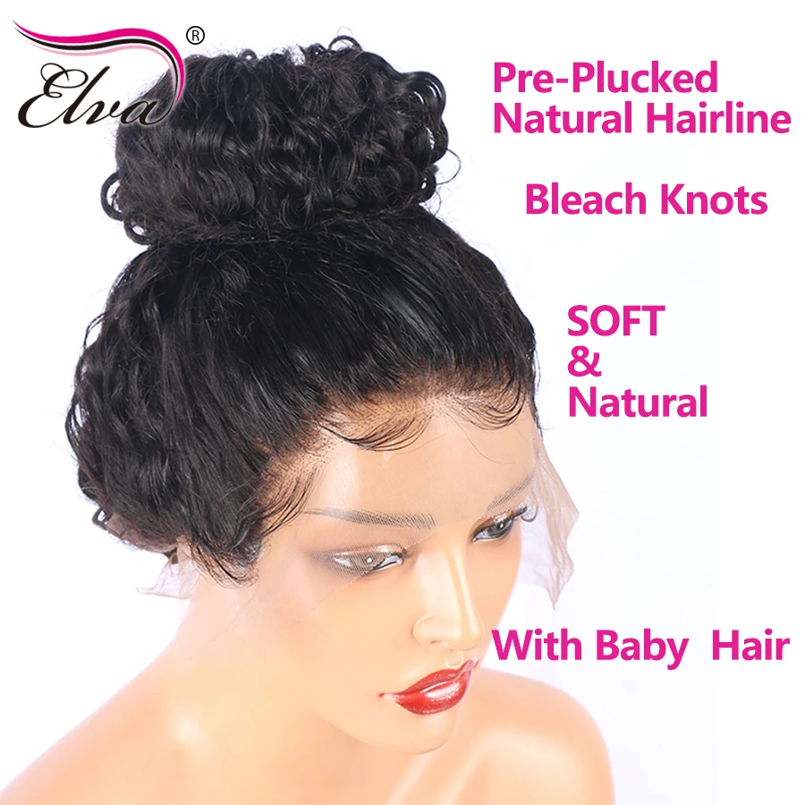 Elva волосы 150% плотность 13х6 кружева передние человеческие парики предварительно
