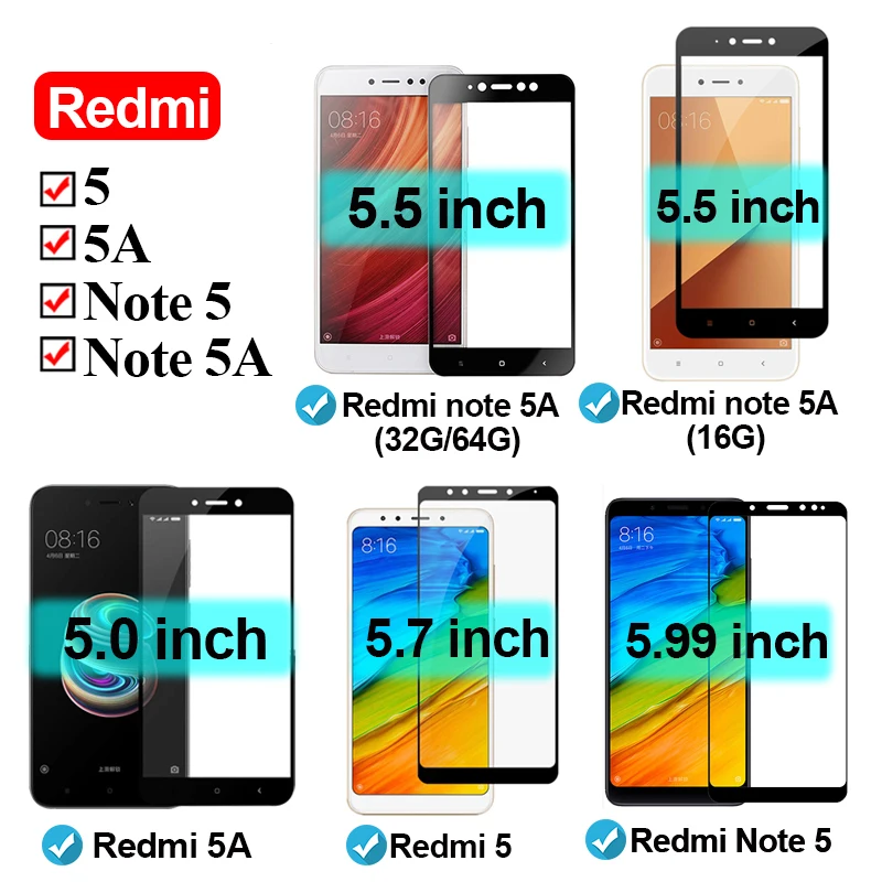 Защитное стекло для ksiomi redmi note 5 xiaomi readmi 5a закаленное note5 armor screen protector sheet de my a5 a tremp |