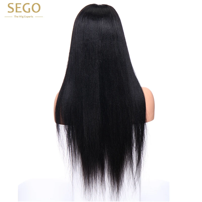 SEGO Yaki 13*4 человеческие волосы на кружеве парики для черных женщин парик шнурка