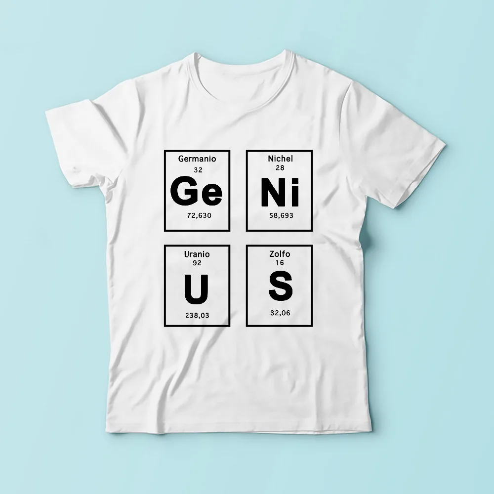 Творческий периодической таблицы элементов genius Футболка мужская белая