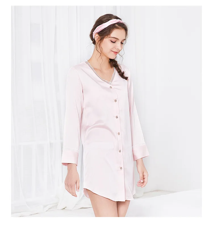 2018 Для женщин Лето Ночная сорочка свободные пижамы из искусственного шелка халат