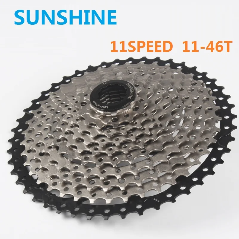 

Велосипедная кассета SUNSHINE 10, 11 скоростей, горный велосипед, свободное колесо 11-46T, серебристый цвет, 30/33 скорости, Задняя деталь велосипеда