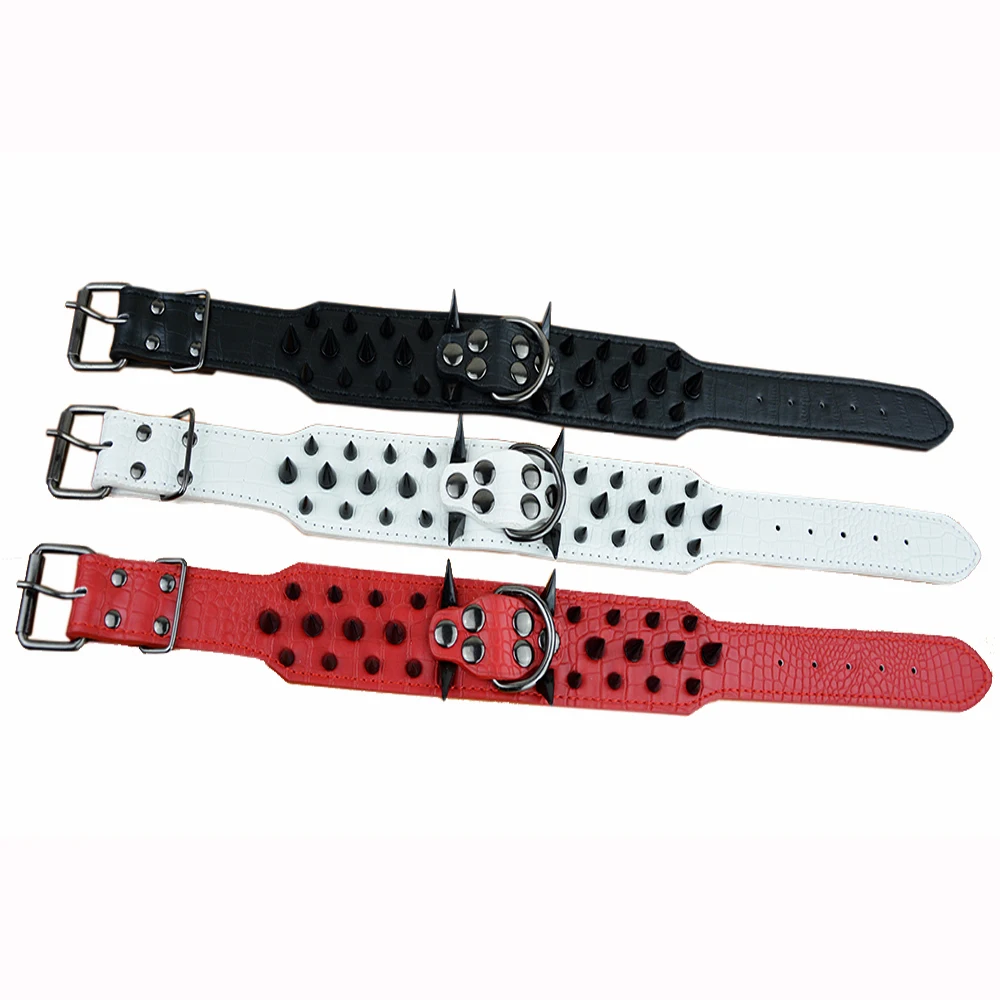 Крутой острый Шипованный ошейник из искусственной кожи для собак среднего и