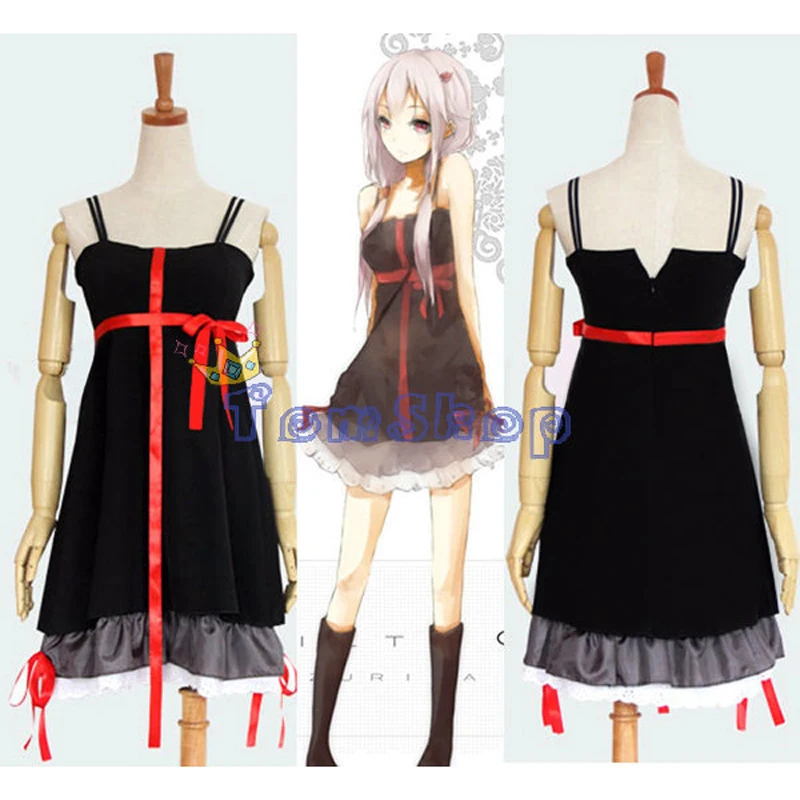 Anime Guilty Crown Inori Yuzuriha Black Short Mini Dress Sexy Cosplay Dresses Women Girls Halloween Costumes Free Shipping |