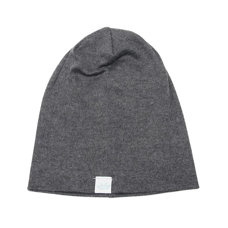 dark gray crown Однотонная детская шапка с короной, осенне-зимние шапки для мальчиков и девочек, мягкая теплая хлопковая шапочка - Цвет: dark gray crown