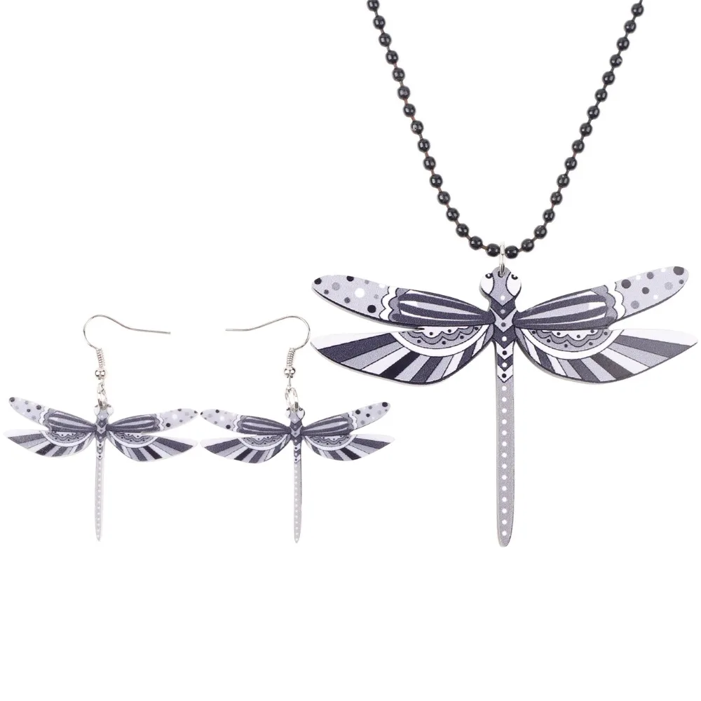 Bonsny брендовые Ювелирные наборы акриловая массивная стрекоза ожерелье серьги