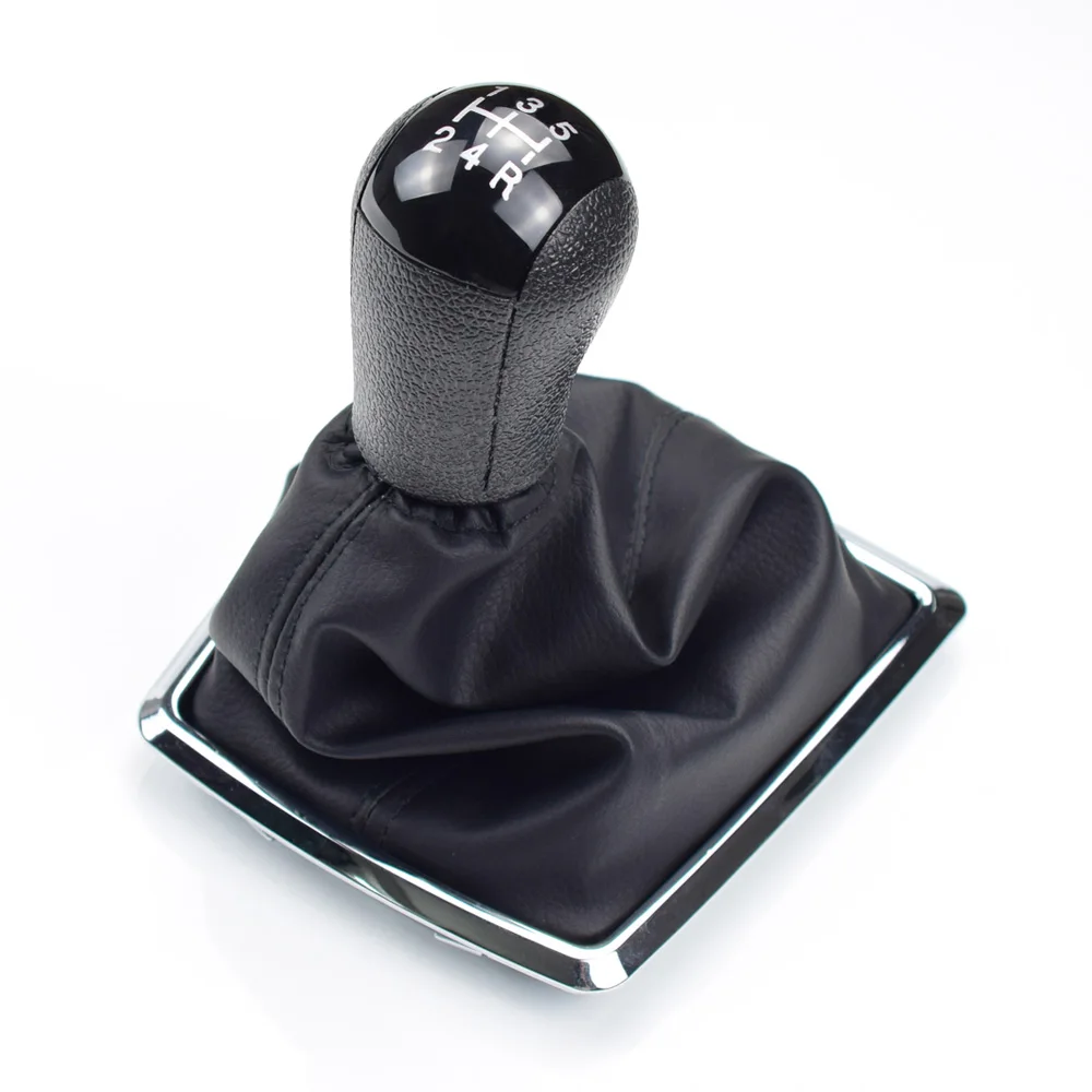 Black-5Speed-Leather Для автомобиля Ford Mondeo MK2 2004-2011 Mustang 5 скоростей MT рычаг переключения передач Ручка ABS пластиковая головка шар с пылезащитной крышкой - Название цвета: Black-5Speed-Leather
