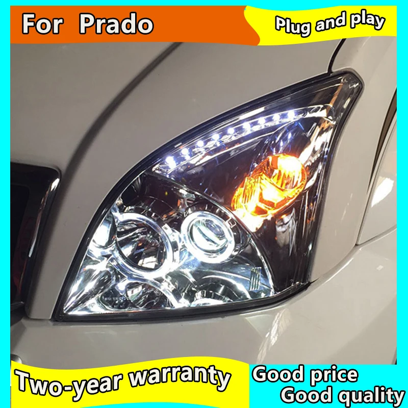Стайлинг автомобиля для Toyota 2003 2009 Prado светодиодные фары LED DRL Hid ангельские глазки