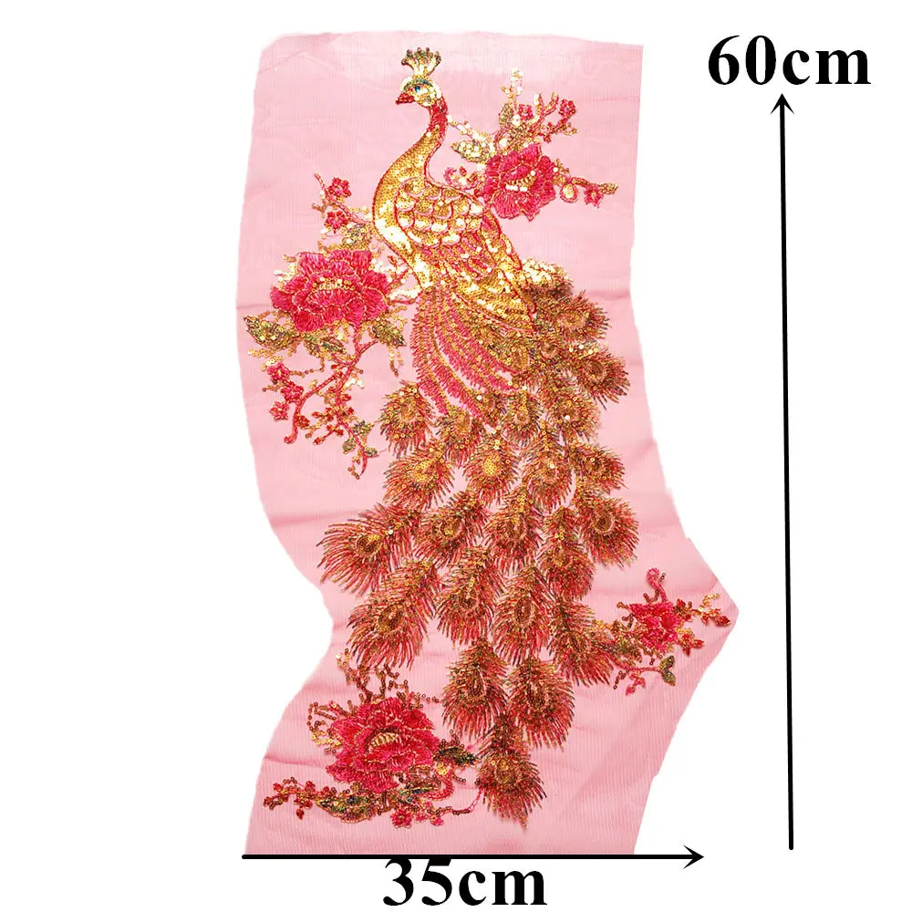 Золотые пайетки павлин цветы красная сетка вышитая искусственная кружевная