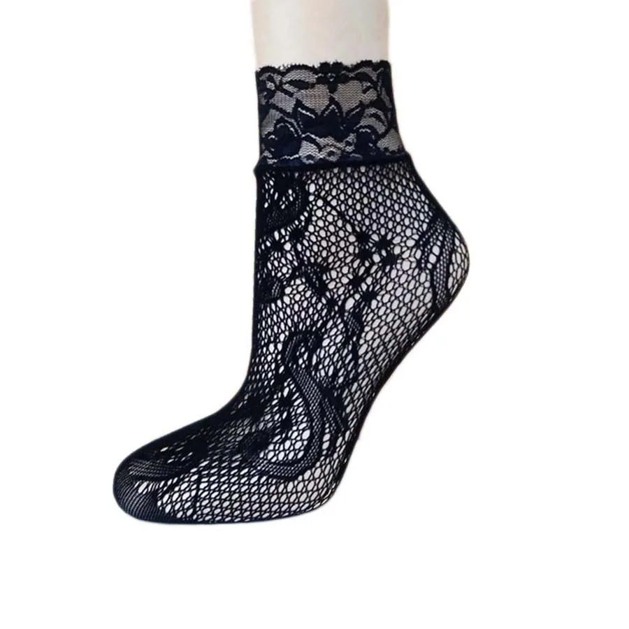 [Cospacool] 2017 Модные ажурные черные носки для женщин и девочек мягкие кружевные