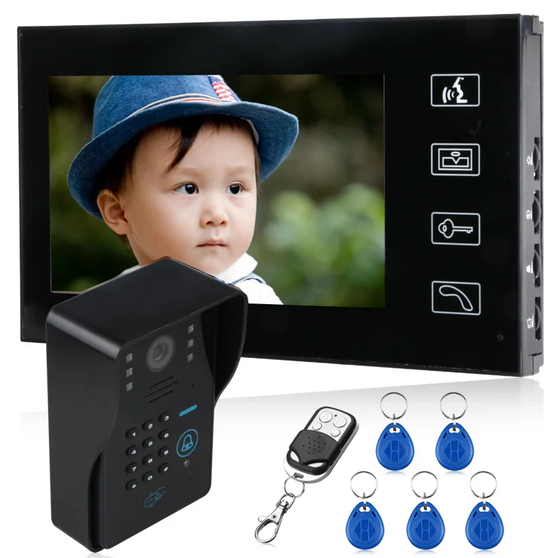 

Home 7" LCD monitor Speakerphone intercom Color Video Door Phone doorbell access Control System
