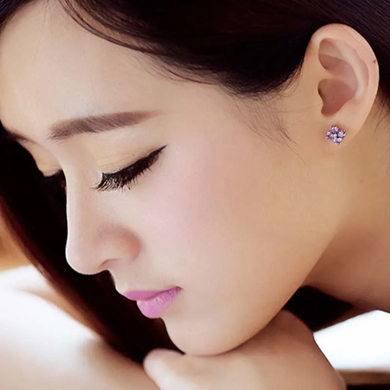 925 пробы серебро фиолетовый серьги с аметистом для женщин подарка горячая