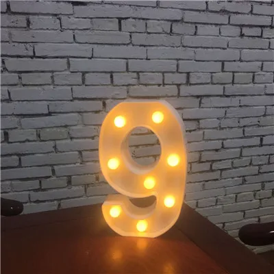 9 DIY белый светодиодный ночник с буквенным принтом, креативный Английский алфавит, номер батареи, лампа для романтической свадебной вечеринки, Рождества, домашнего декора стен - Цвет: 9