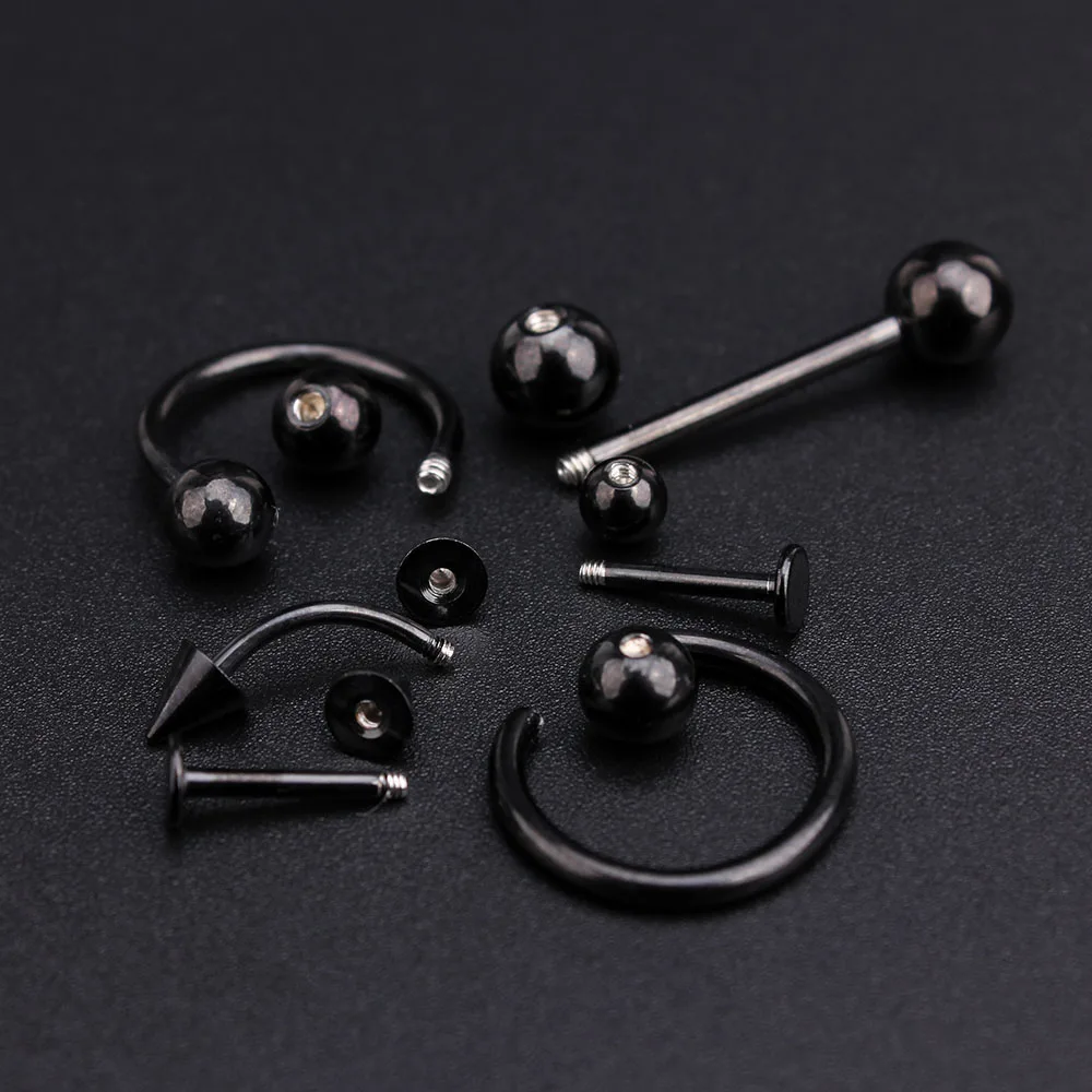 100 шт./компл. черные серьги из нержавеющей стали с коническим отверстием