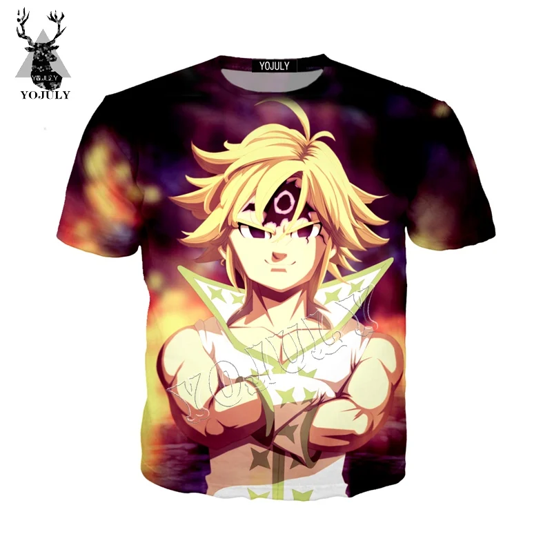 YOJULY The Seven Deadly Sins Meliodas аниме 3D Принт футболки летняя повседневная футболка унисекс Мужская/женская одежда с короткими рукавами Y30