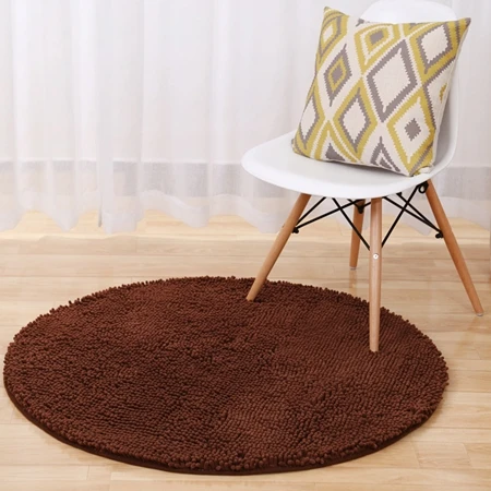 Carpet1 Сплошной цвет толстый мягкий синель круглый ковер спальня кухня гостиная стул чайник стол коврики ванная комната нескользящий коврик - Color: Carpet1
