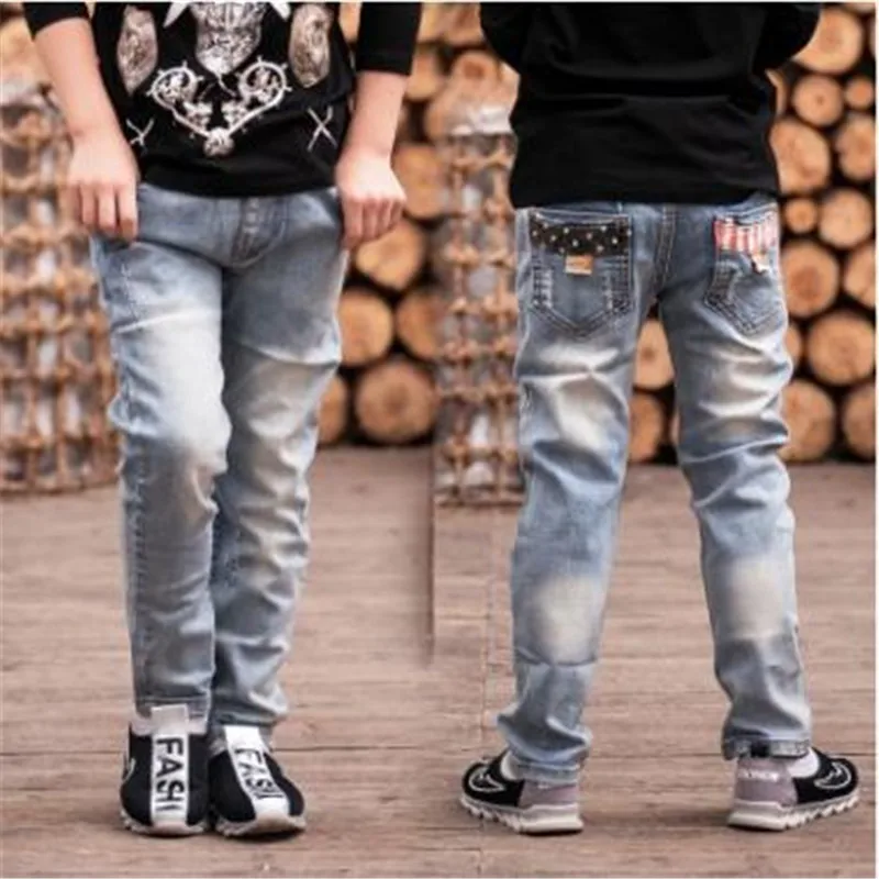 Модные джинсы для мальчиков и девочек весенние модные штаны в стиле панк