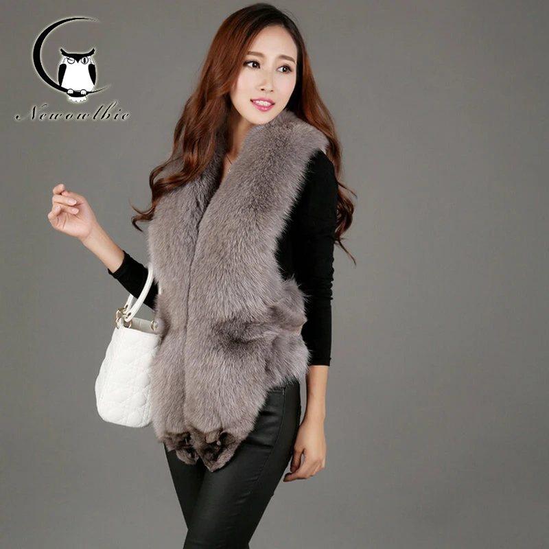 Genuine Vest Women Natural Real Fox Fur Vest Women Winter Female Vest Real Fur Coat Jacket Retail Wholesale Big Size