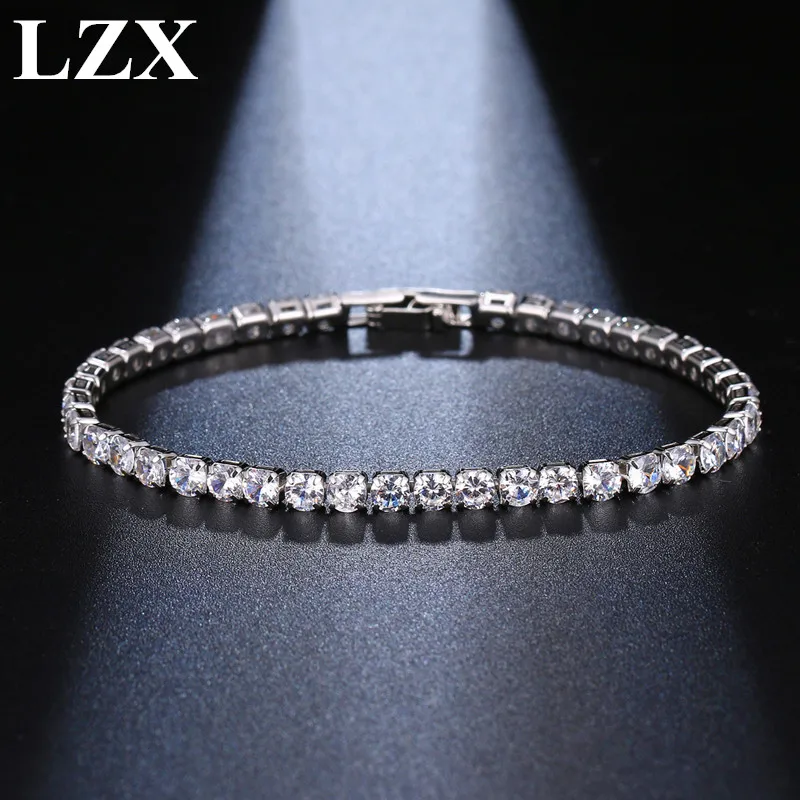 Clear-17cm LZX мода 5 цветов кристалл браслет кубического циркония камень браслеты и для женщин вечерние украшения Pulseras Mujer - Окраска металла: Clear-17cm