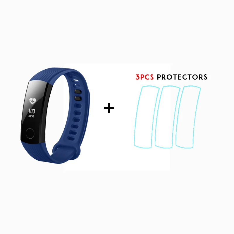 Смарт-браслет huawei Honor Band 3 для плавания 5ATM 0,9" OLED экран Сенсорная панель монитор сердечного ритма Push Message - Цвет: Blue n film