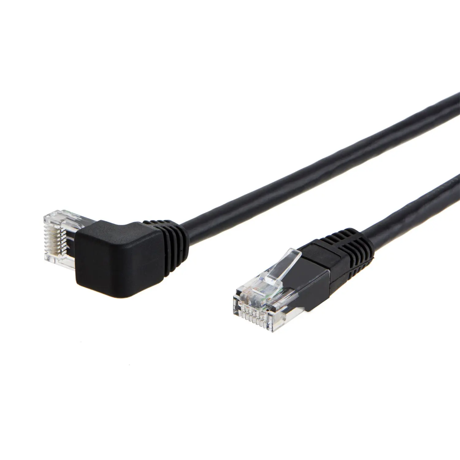 Angle CAT6 Ethernet Patch Cable Downward Angled LAN with 50 Gold Plated Contact 1M/1.8M/3M Black Color |