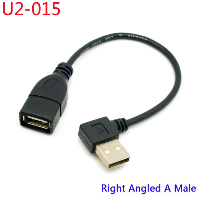 

(100pcs/lot) 90 Degree Left & Right Angled USB 2.0 A Male to USB Female M/F Extension Cable 10cm 20cm 40cm