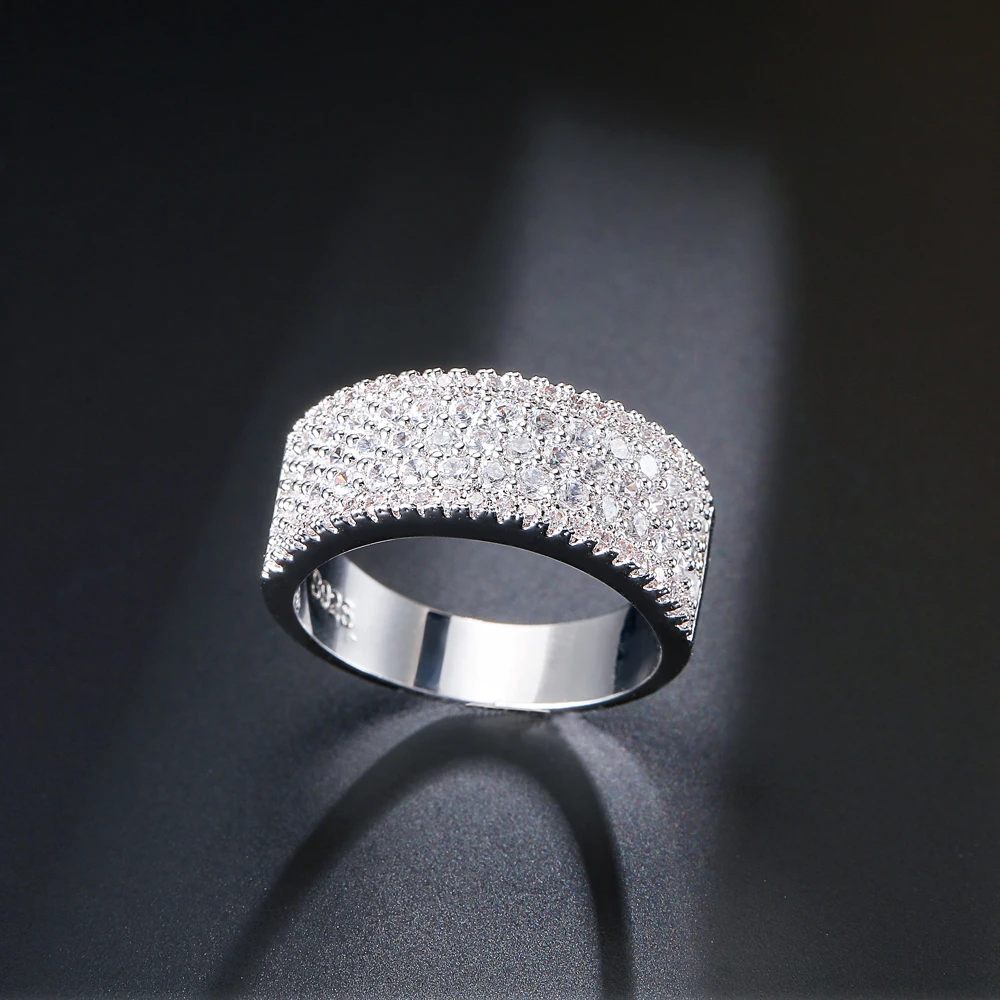 Новинка модное высококачественное серебряное кольцо 5 рядов посеребренное с