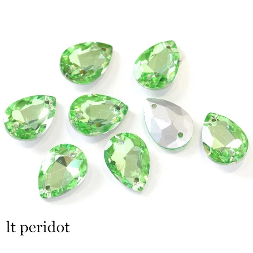 lt peridot 24 шт. 13x18 мм каплевидные стразы, стеклянные пришитые стразы, высокое качество, хрустальные стразы для шитья одежды B3671 - Цвет: lt peridot