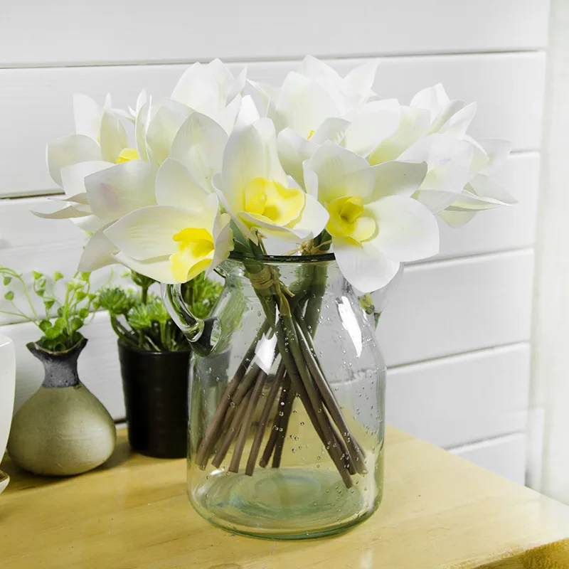 Real Touch Cymbidium 4 Цветочные головки искусственный цветок для украшения дома и свадьбы