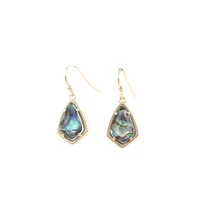2019 new fashion copper frame faceted kite abalone stone drop earrings for women