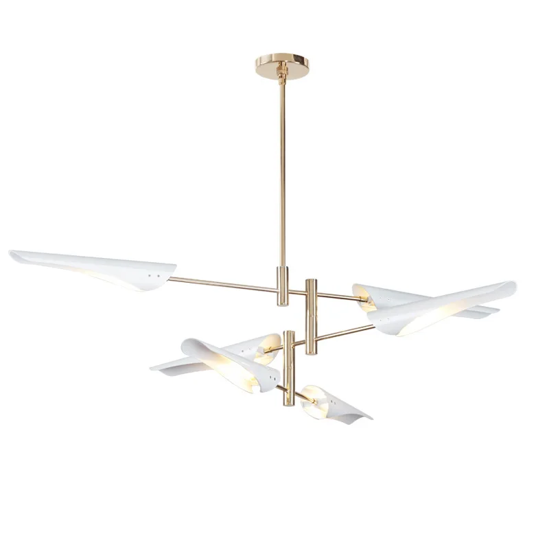Modern Chandelier White Rotated Pendant Lamp LED Metal Bevel Haning Creative Living Room Kitchen Light Fixtures | Лампы и освещение