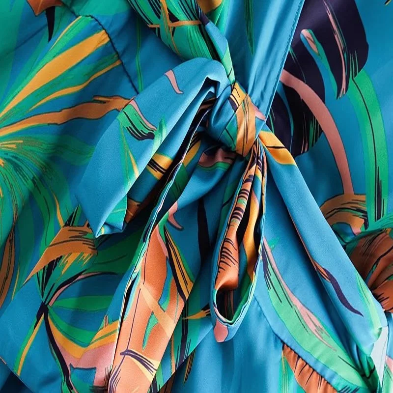 2018 новый стиль Тропический Принт пояс Свободный комбинезон | Женская одежда