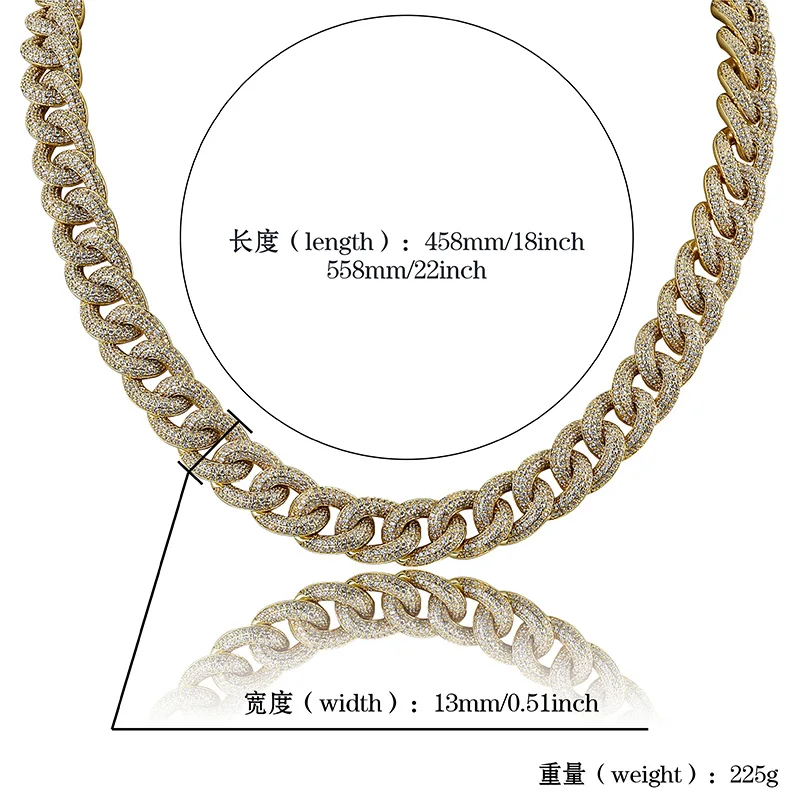 Ожерелье из кубического циркония 13 мм золотое/серебряное с покрытием | Украшения