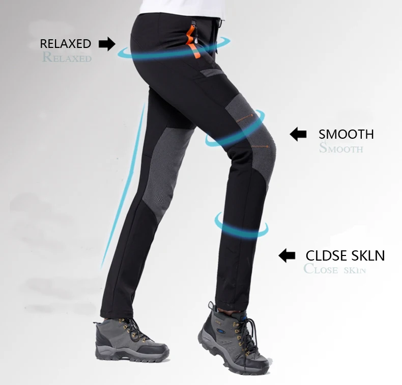 Зимний отдых Пеший Туризм Открытый Спорт Soft Shell Брюки для девочек Теплые