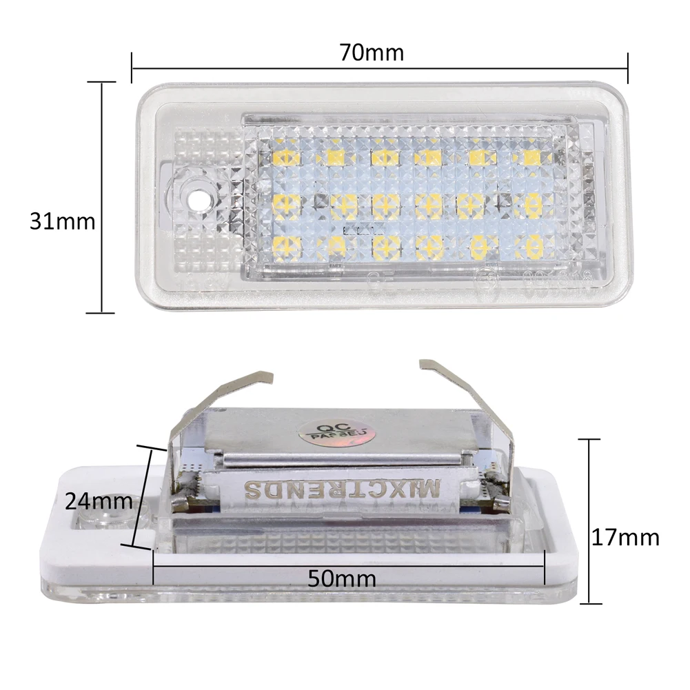 2 шт. 3 Вт 18 SMD светодиодный светильник номерного знака Белая светодиодная лампа