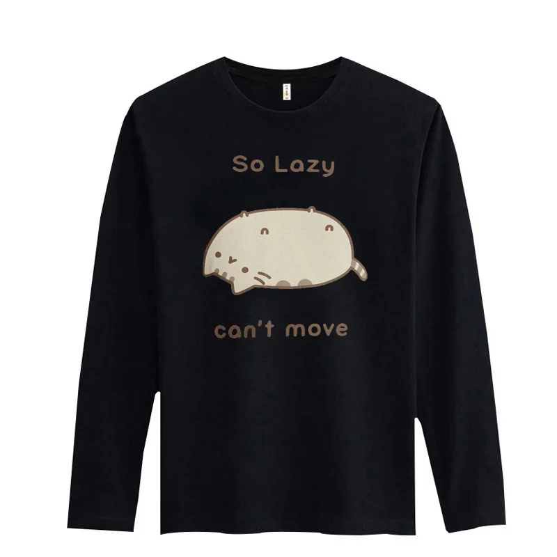 Hot ! Funny Cat Long Sleeve tshirt Men 2016 with High Quality T Shirt Luxury Brand in 3xl Cotton Teeshirt White xxs Black | Мужская