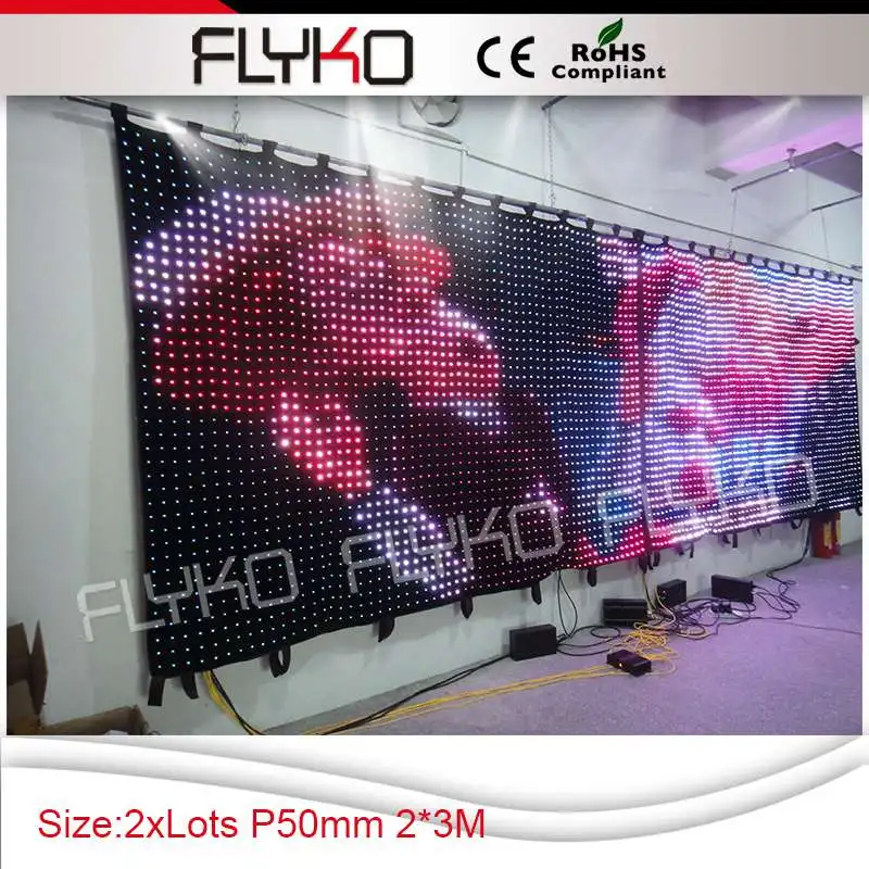 Flykostage P50MM 2X3M сценический эффект фон светодиодный видео экран занавеска
