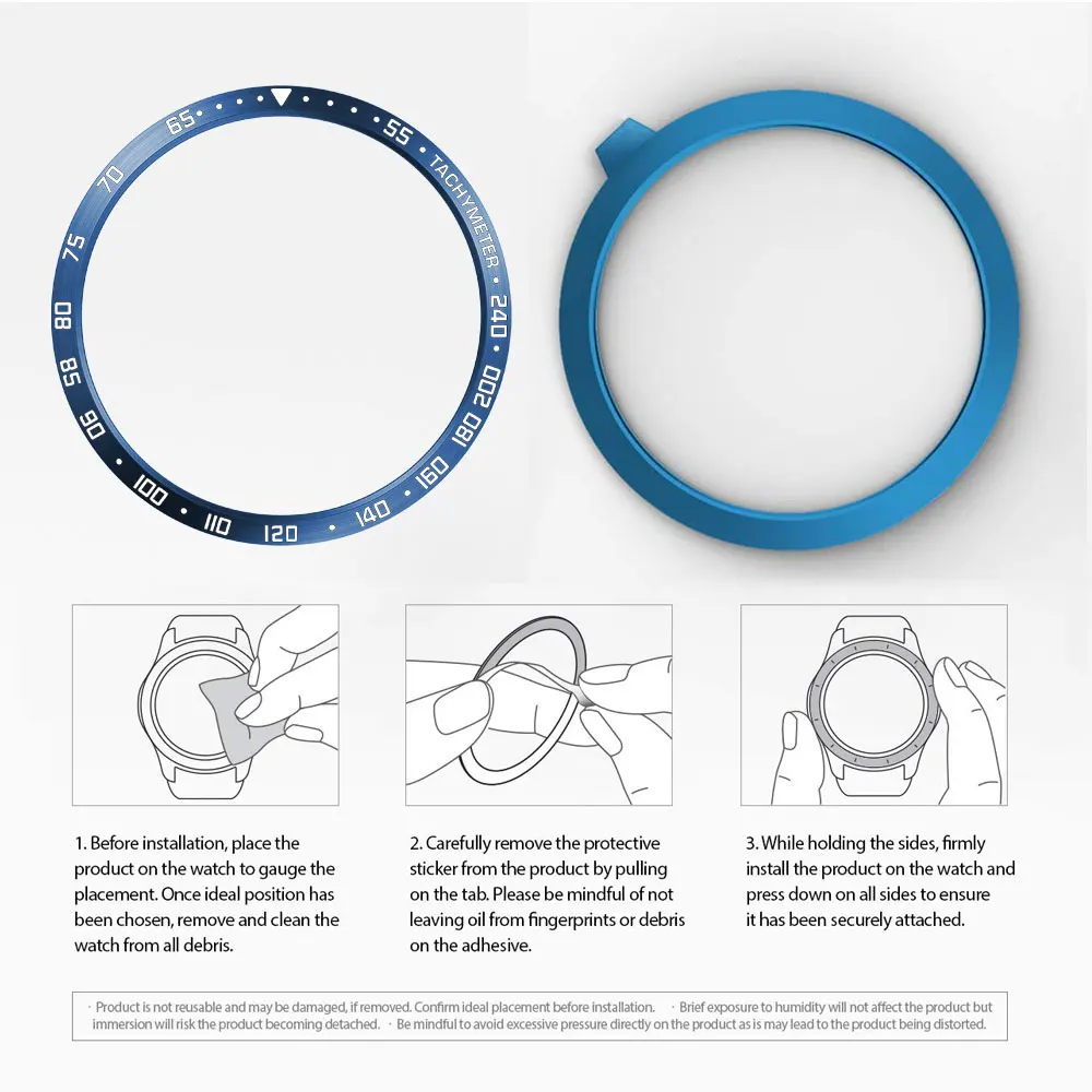 Blue white Металлический ободок для samsung Galaxy Watch 46 мм/42 мм чехол gear S3 Frontier/классическая спортивная клеющаяся крышка ремешок аксессуары 46/42 - Color: Blue white