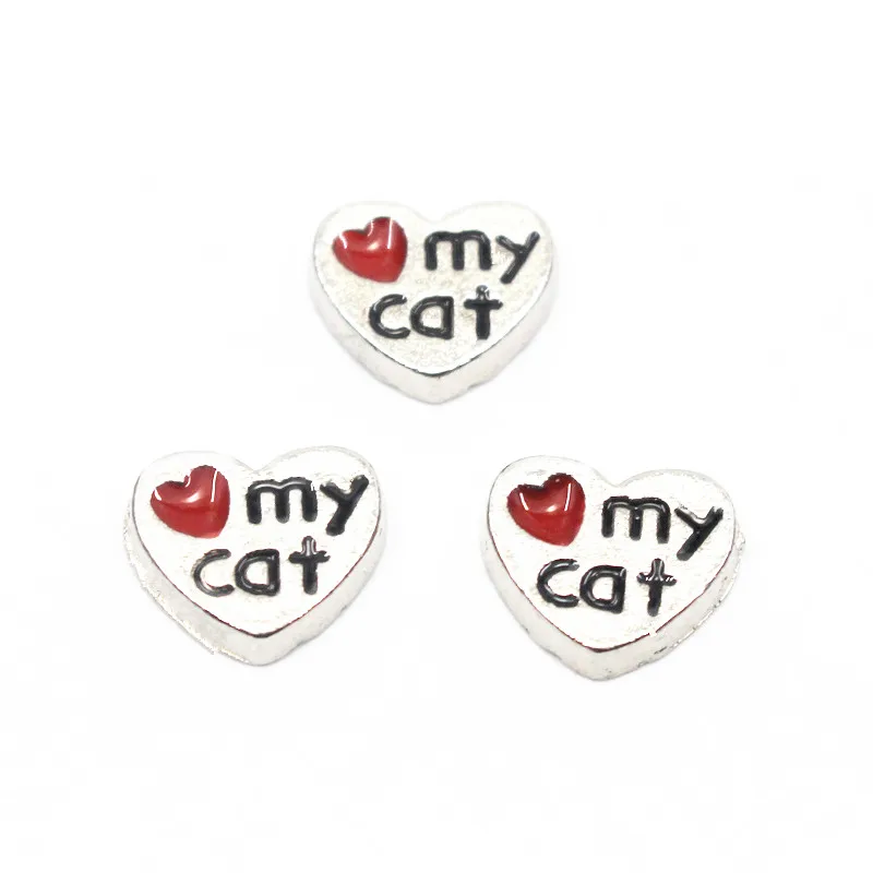 

Оптовая продажа 10 шт./лот l Love My Cat плавучие подвески из сплава подвески из стекла память медальоны DIY ювелирные изделия