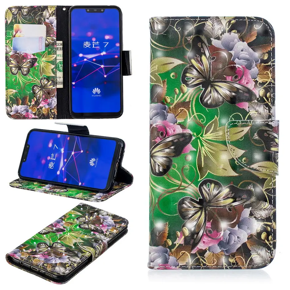 Роскошный кожаный флип-чехол для huawei mate 20 lite чехол с 3D видением рисунком телефона