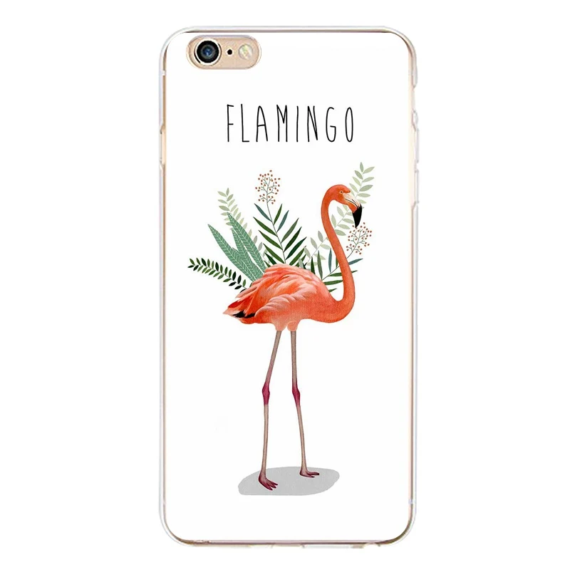 Flamingo Soft Clear TPU Phone Case For iPhone 4/4s 5 5s 6 6plus 7 8plus x Silicone Flora Cover Free Shipping | Мобильные телефоны и