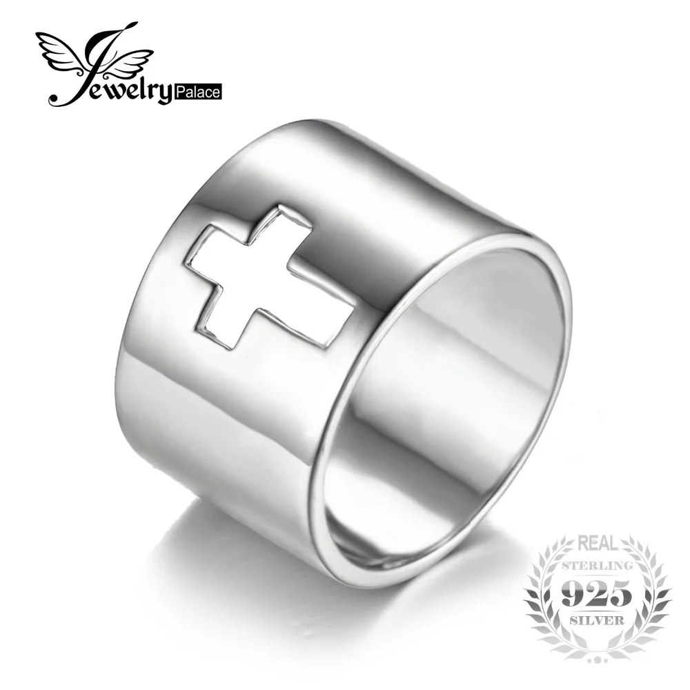 JewelryPalace из натуральной 925 пробы, серебряное юбилейное обручальное кольцо с крестиком, классическое кольцо, новое ювелирное изделие для женщин