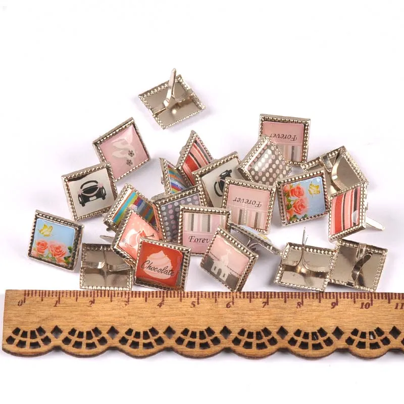 20 шт. квадратные штифтики для скрапбукинга с смешанным узором украшения