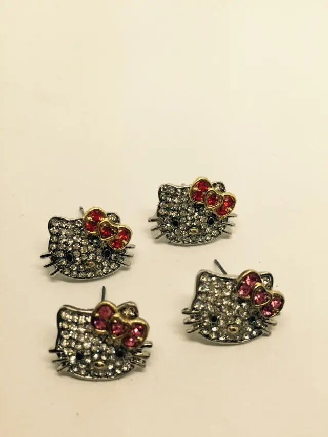 Бесплатная доставка hello kitty оптовая продажа милые серьги гвоздики в розовом и