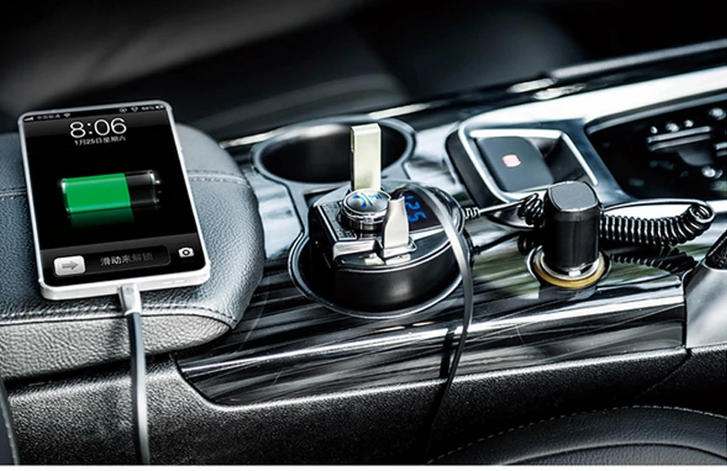 Автомобильный комплект свободные руки fm-передатчик MP3 плеер Bluetooth Dual USB зарядное устройство светодиодный дисплей Micro SD TF U диск AUX воспроизведение музыки