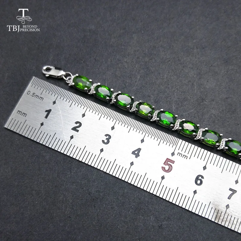 TBJ классический браслет с натуральным драгоценным камнем 12ct Россия хром диопсид