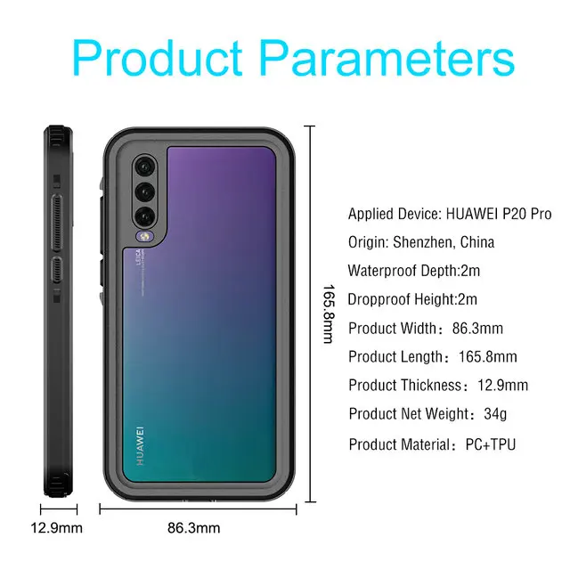 Для huawei P20 Pro Водонепроницаемый чехол противоударный пылезащитный 360 Полный чехол для huawei P30 Pro Чехол для huawei P20 Lite чехол P20 P30