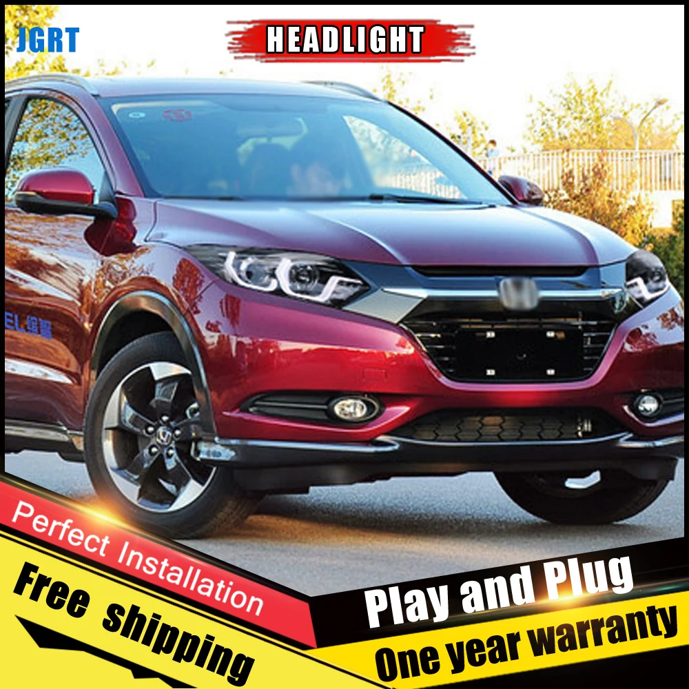 2 шт. автомобиль Стиль светодиодный фары для Honda VEZEL 2015-2016 налобный фонарь объектив